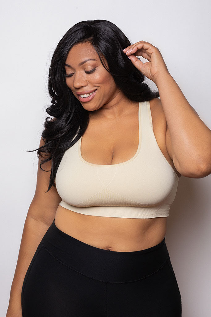 Breast Whisperer Bra Curve in Beige Front Closeup