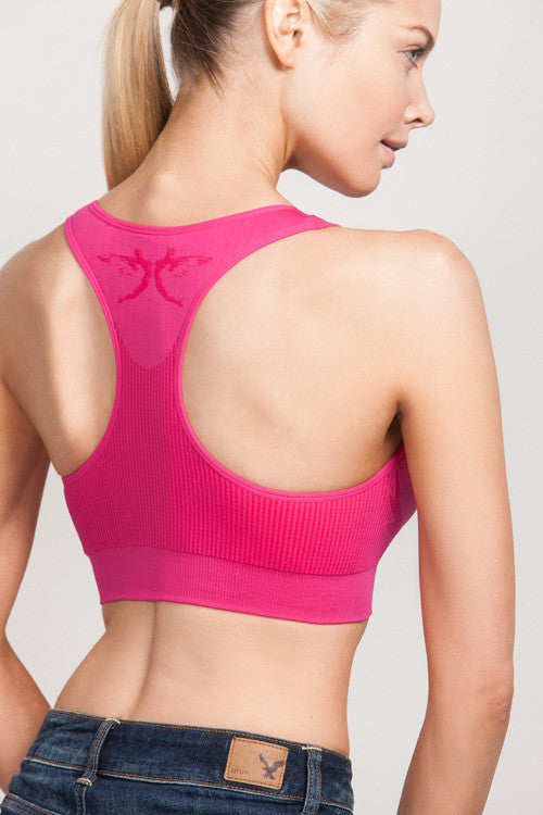 The Breast Whisperer Bra for Augmented Women in Hot Pink Back