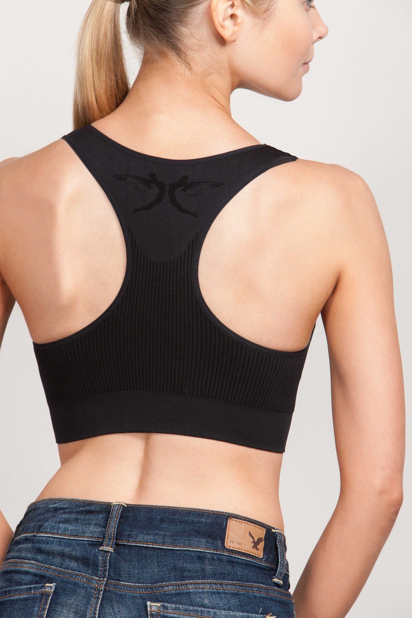 The Breast Whisperer Bra for Augmented Women in Black Back Closeup