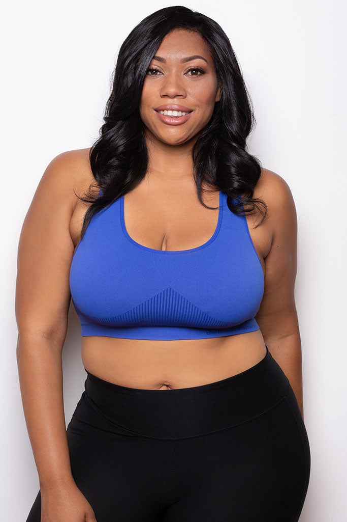 Breast Whisperer Bra Curve in Blue Front Closeup