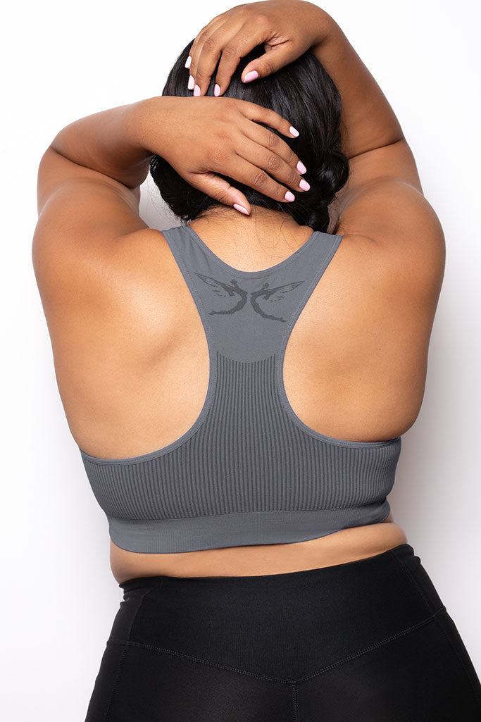 Breast Whisperer Bra Curve in Charcoal Back Closeup