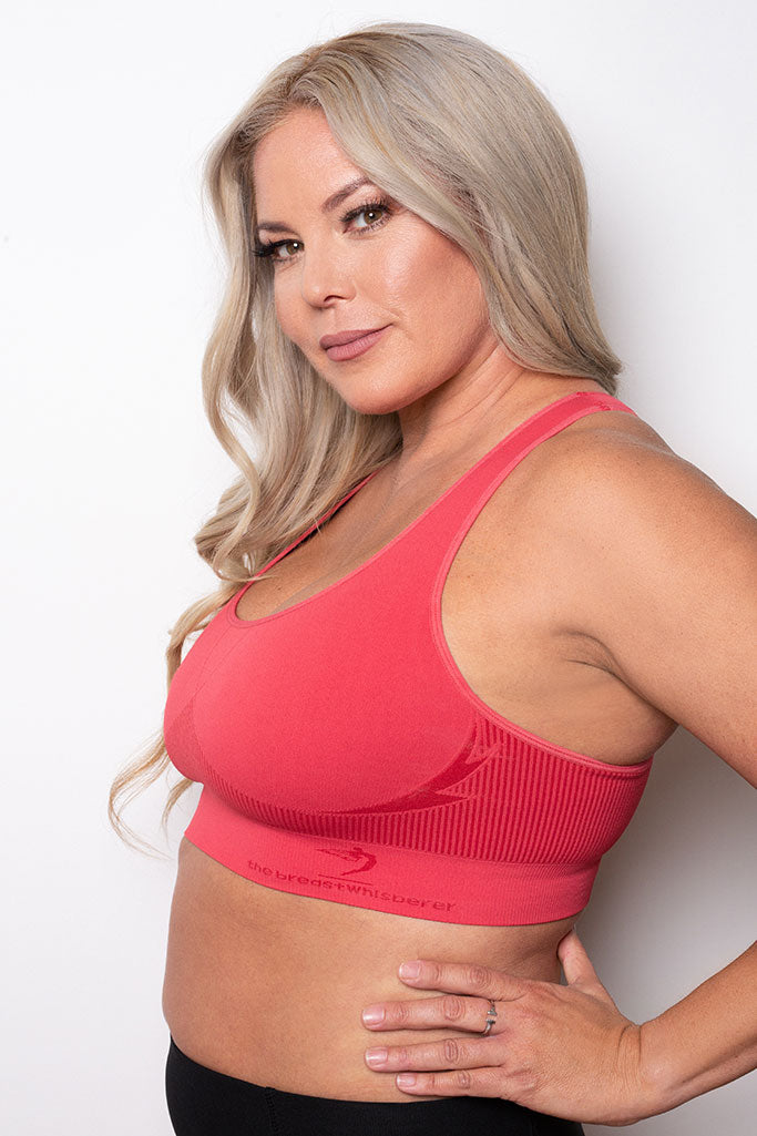 Breast Whisperer Bra Curve in Coral Front and Side